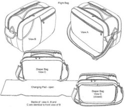 100 RAINSHED FLIGHT BAG, DIAPER BAG UNCUT SHAPED PATTERN